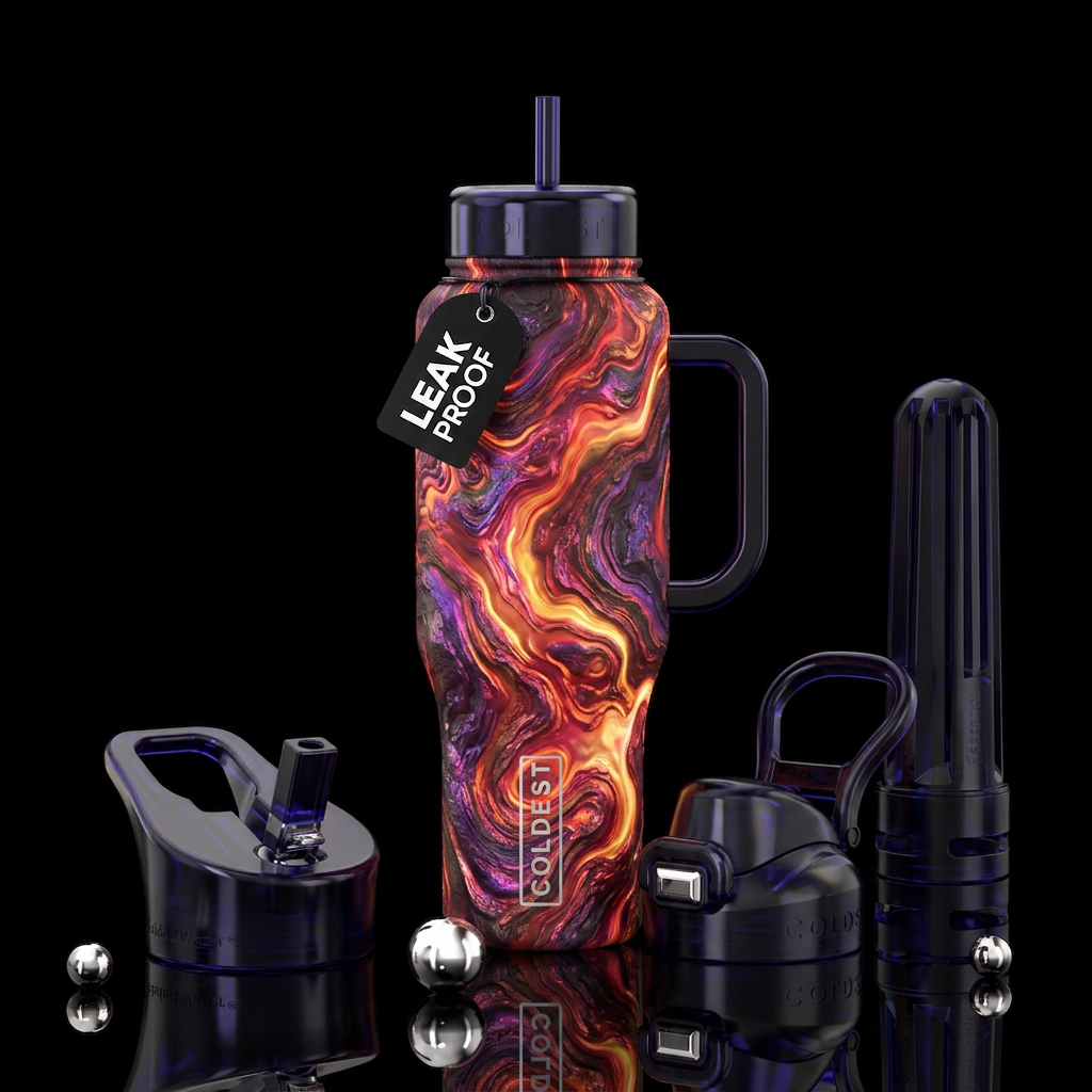 Glowie colorful lava flowing, water bottle design