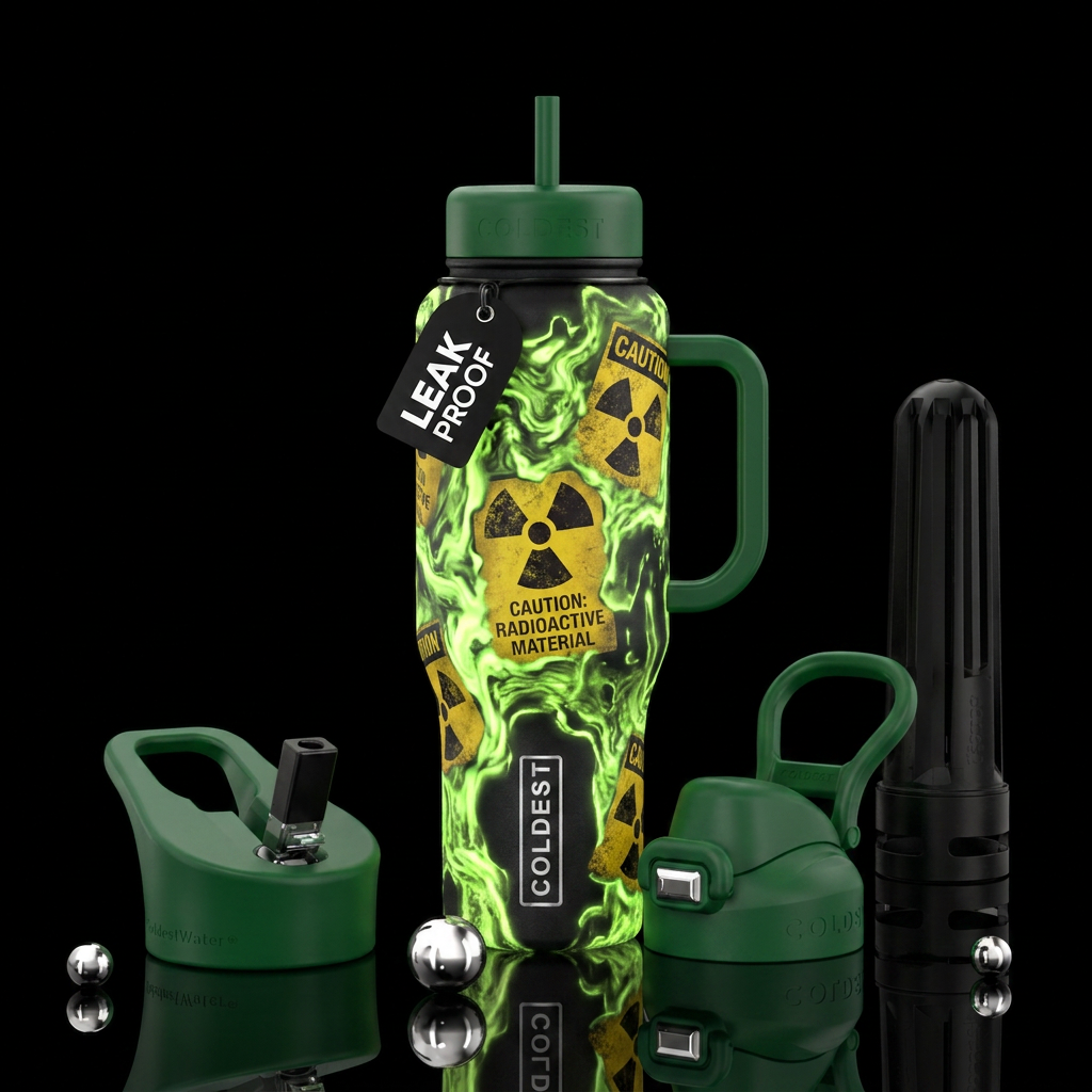 Radiation spill glowie, radioactive sign, caution ... water bottle design