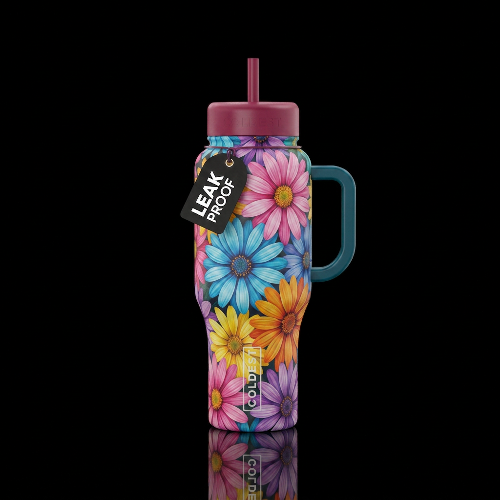 Daisy of all colors big and beautiful water bottle design