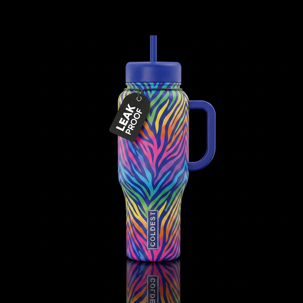 Zebras stripes colorful and vivid. water bottle design