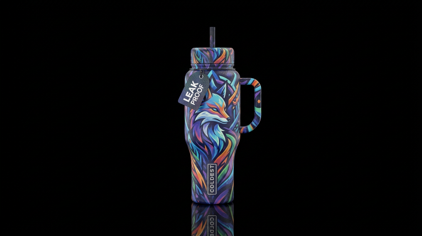arctic fox, mmorpg, abstract water bottle design