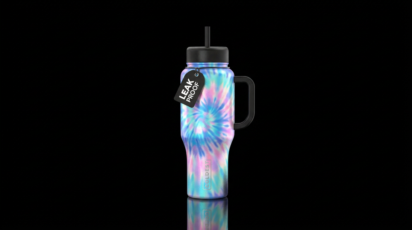 Opal style bottle in tye dye colors water bottle design