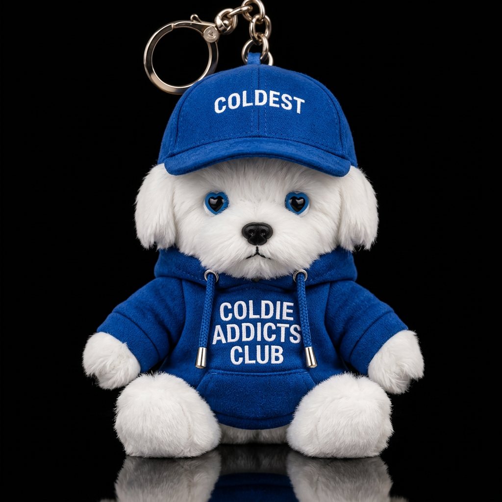 Maltese, cobalt blue hoodie with coldie addicts cl... water bottle design