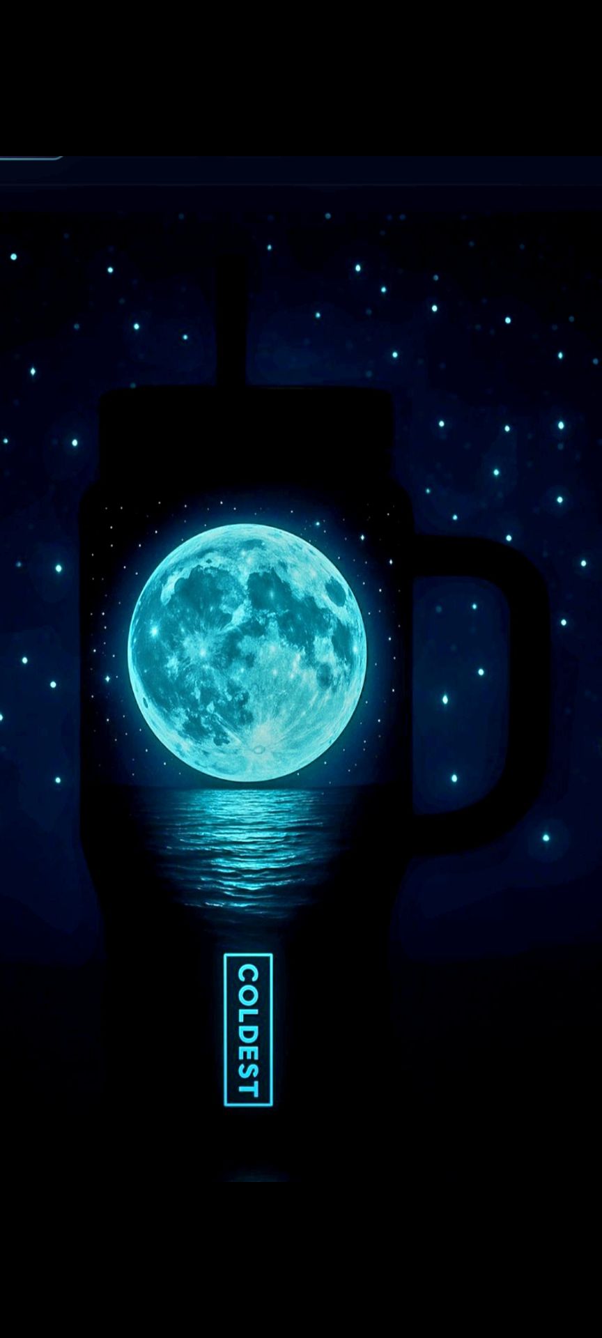 ONCE in a BLUE moon GLOWIE water bottle design