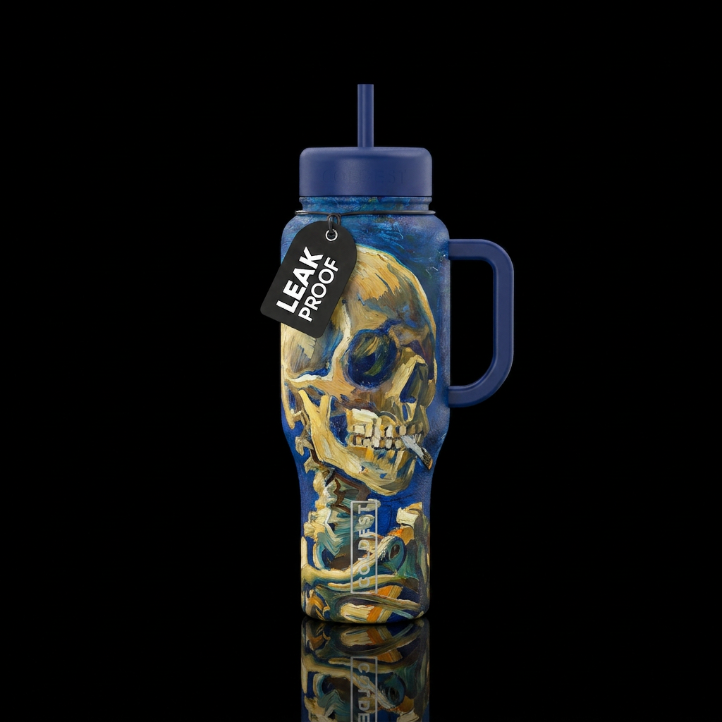 Van gosh skull water bottle design