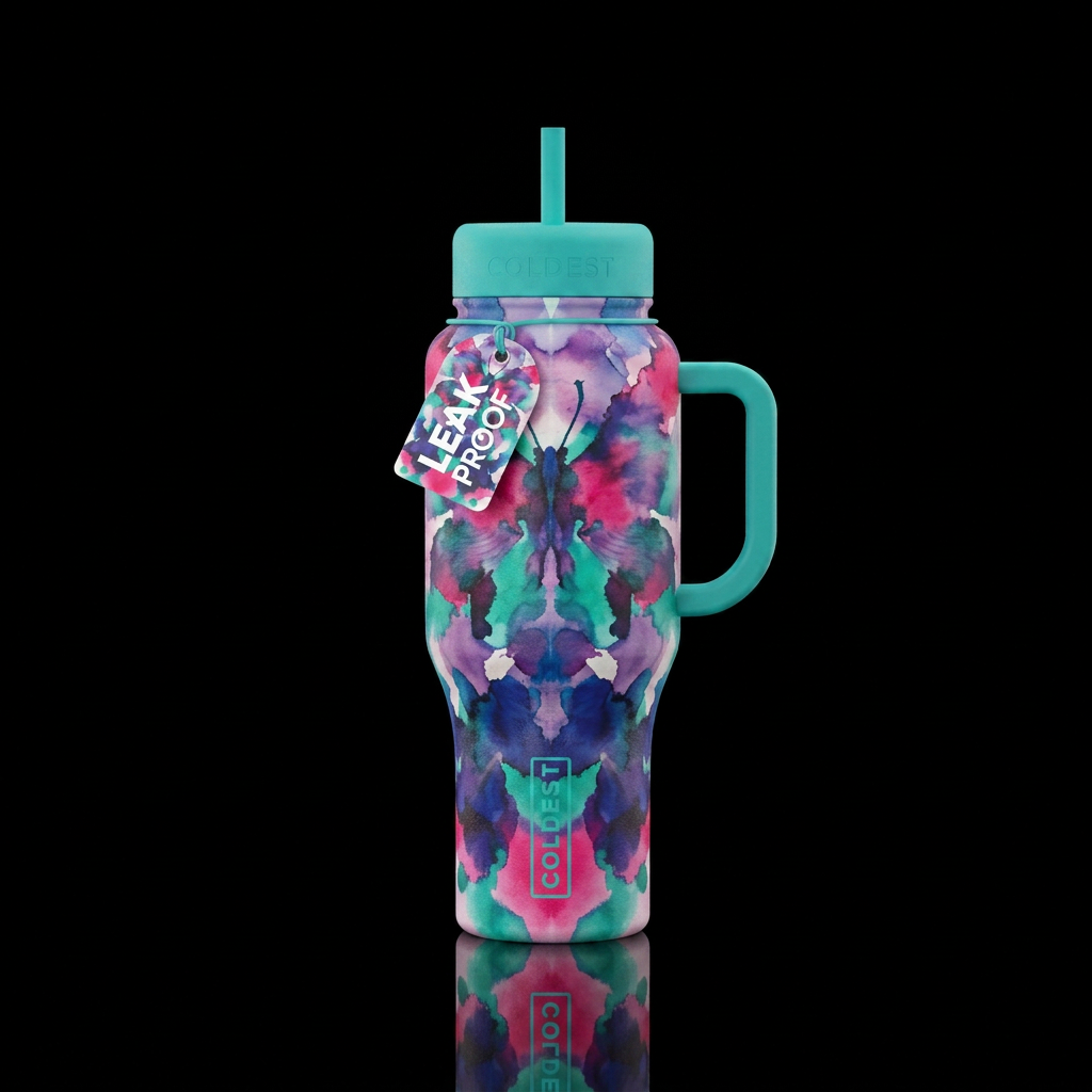 Ink blot test water bottle design