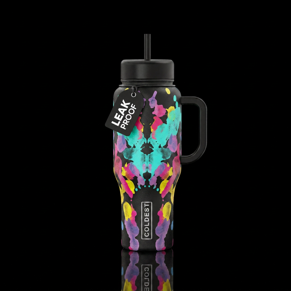 Ink blot test water bottle design