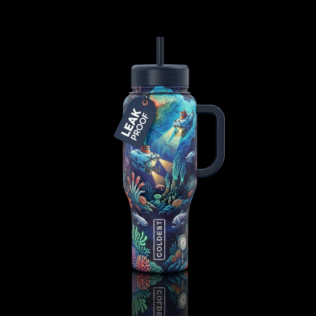Deep ocean exploration water bottle design