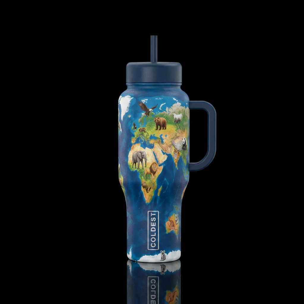 Earth's Creatures water bottle design