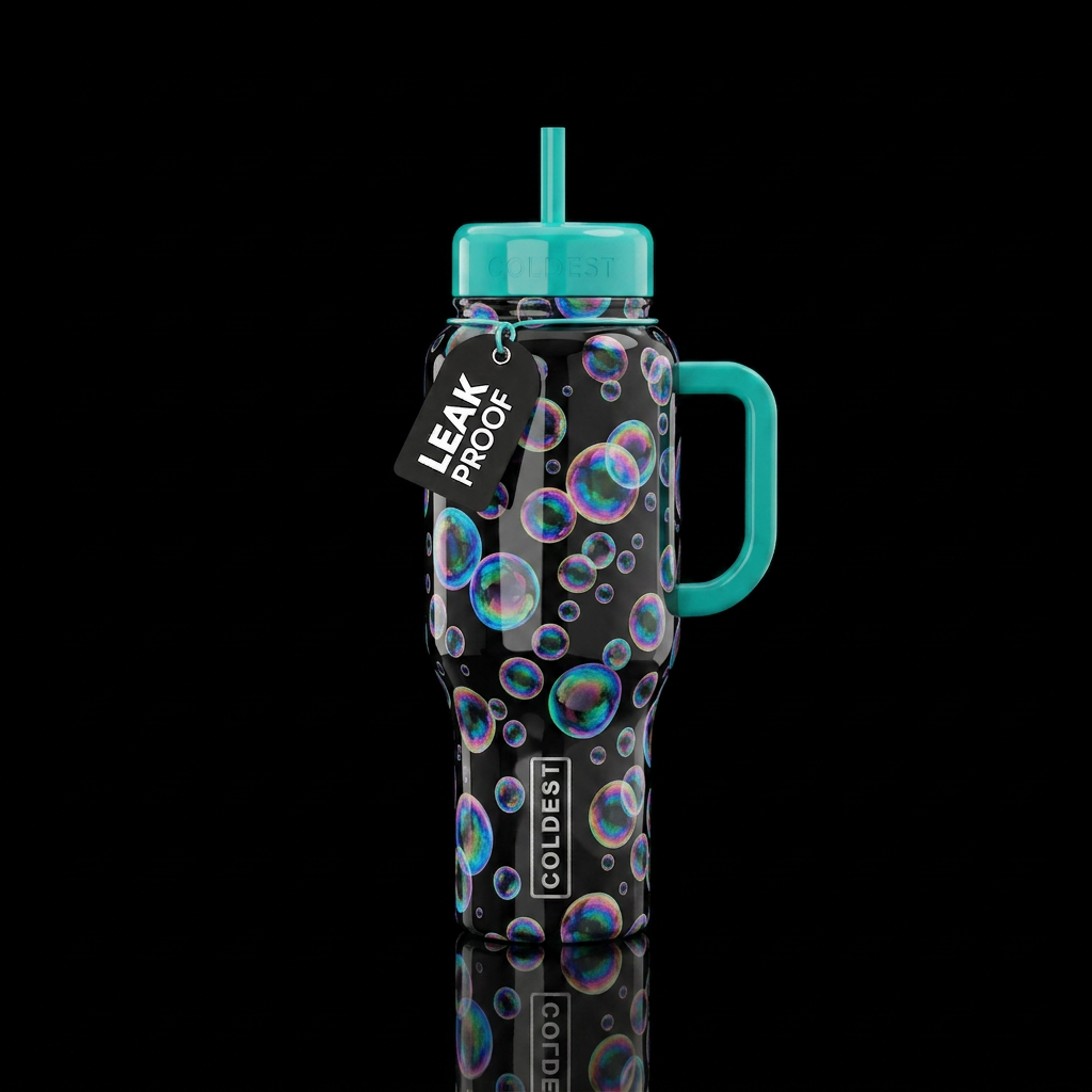Bubbles Day water bottle design