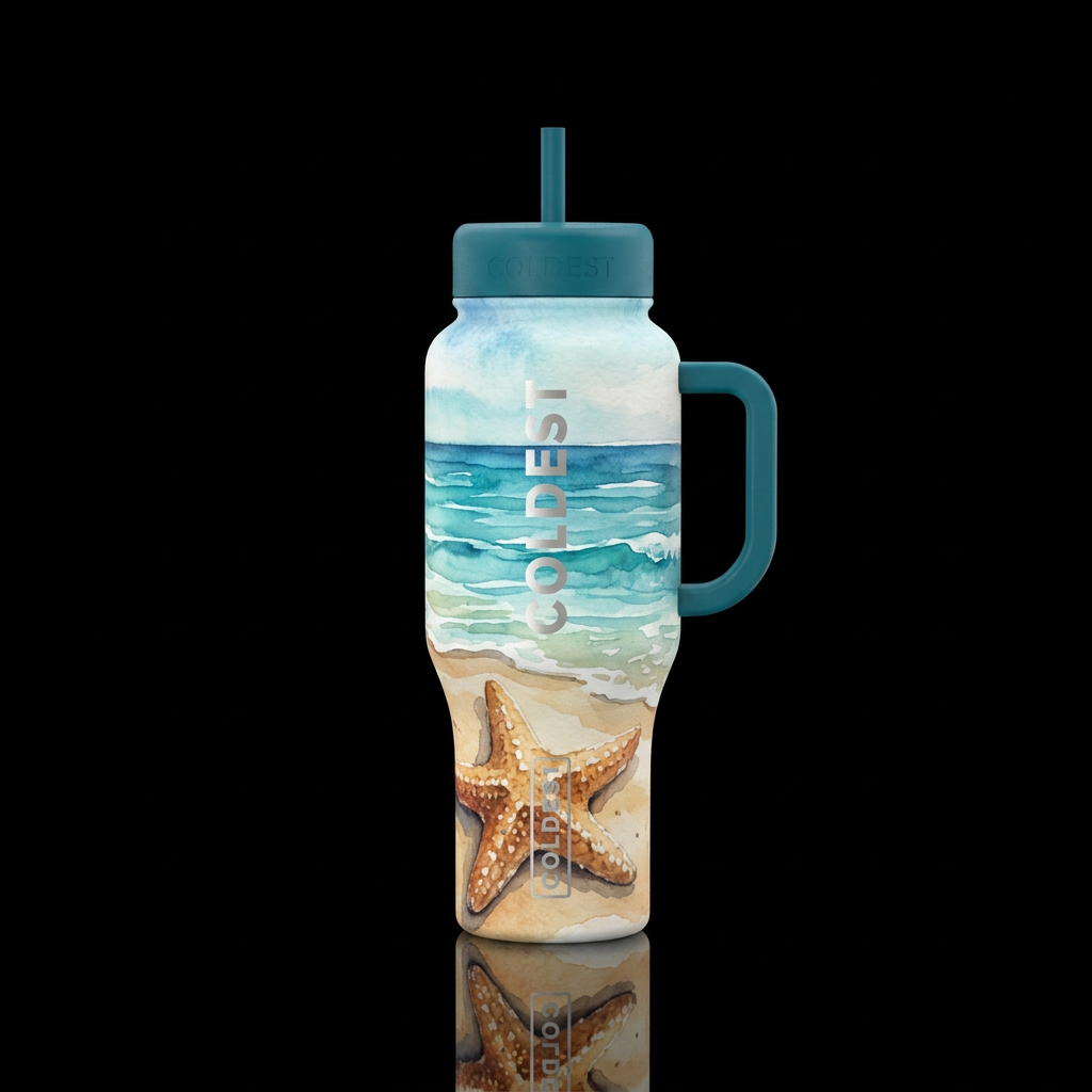 Star of the beach water bottle design