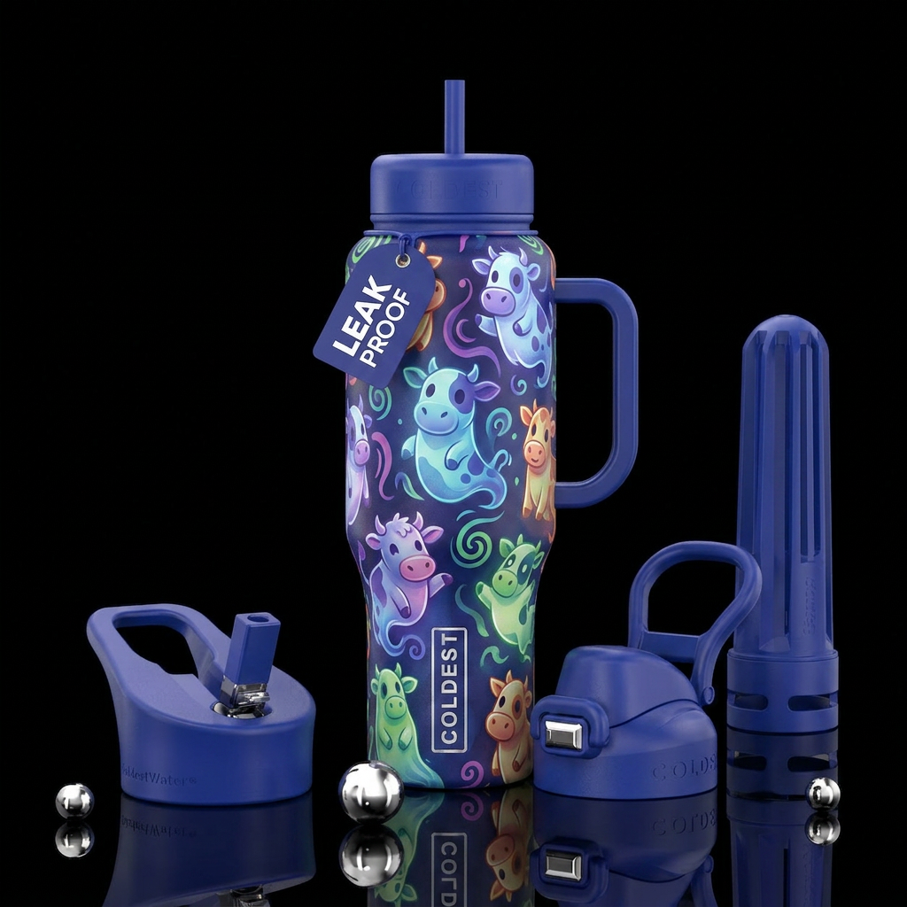 Ghost cows water bottle design