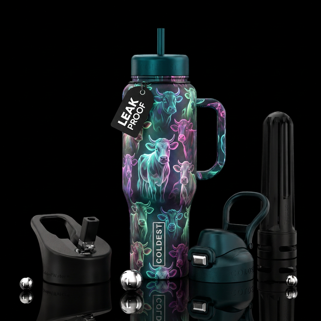 Ghost cows water bottle design
