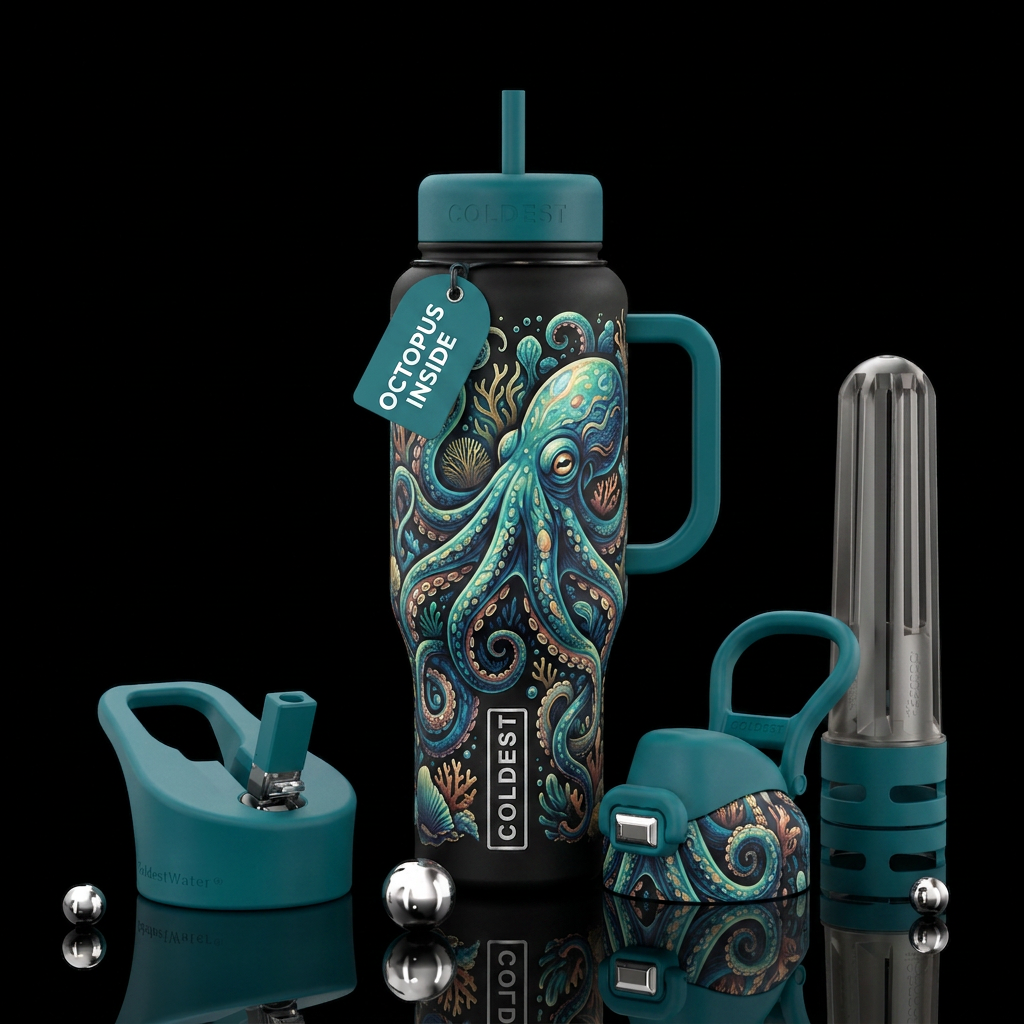 Octopus water bottle design