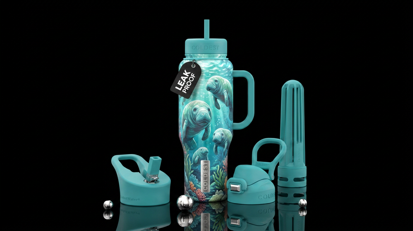 Manatee water bottle design
