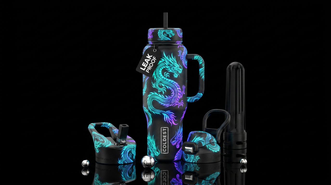 Glow dragons water bottle design