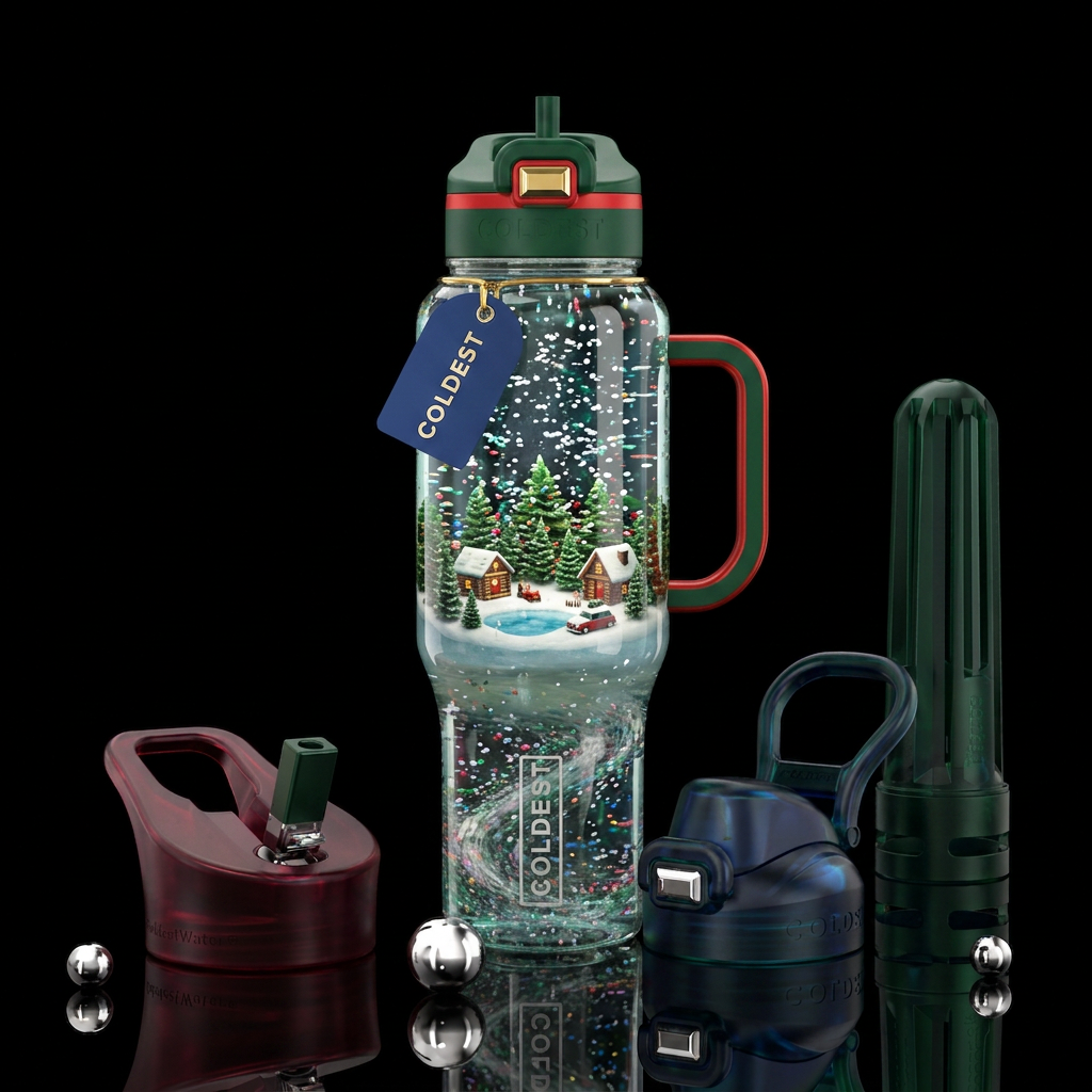 Snowglobe water bottle design