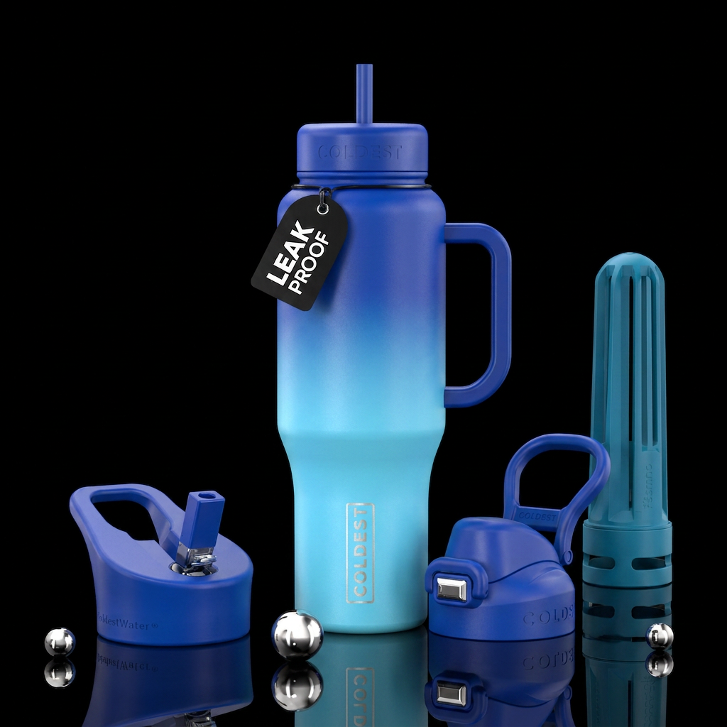 Ombre blue water bottle design
