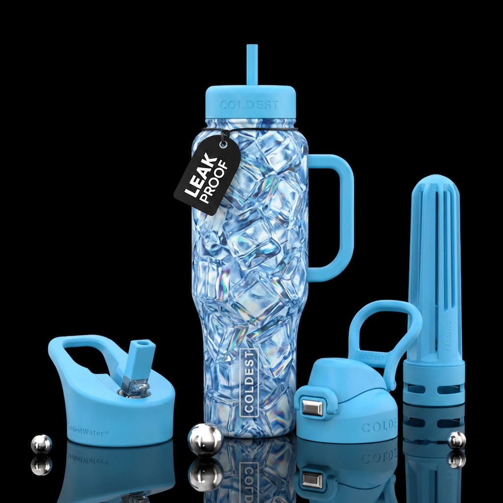 Ice cubes water bottle design