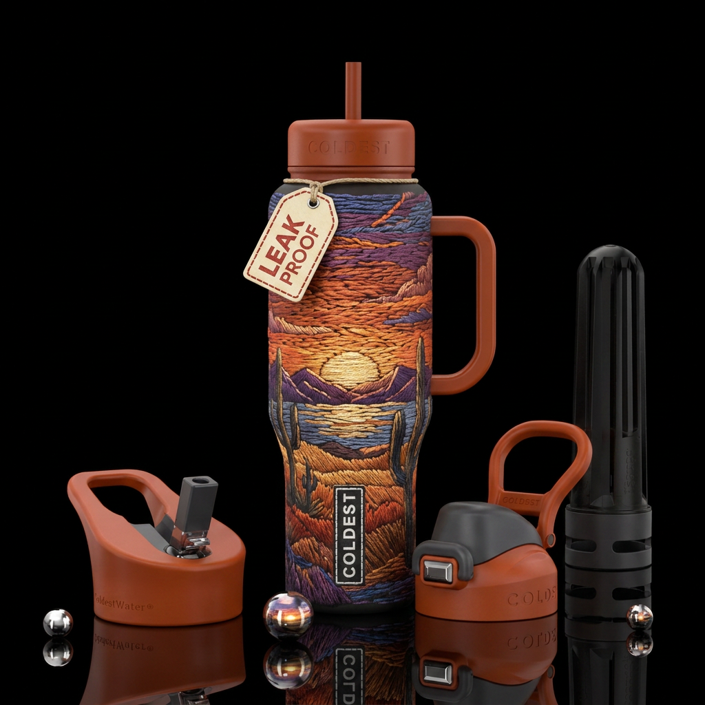 Stitched sunset water bottle design