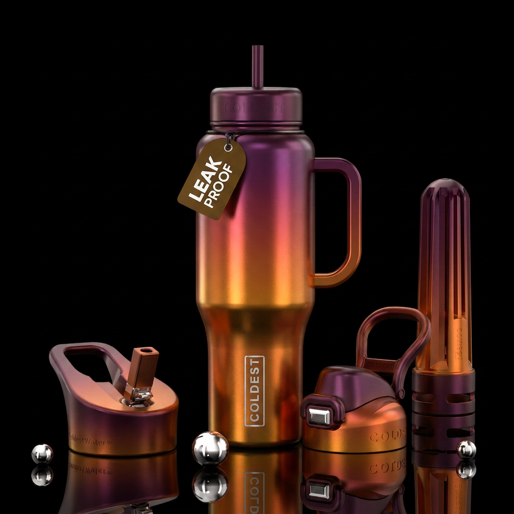 Metallic sunset water bottle design