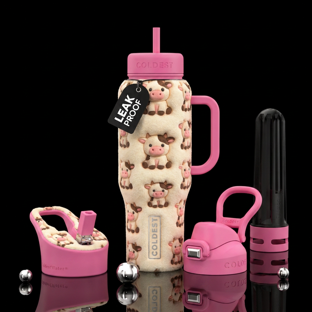 Plush, cows water bottle design