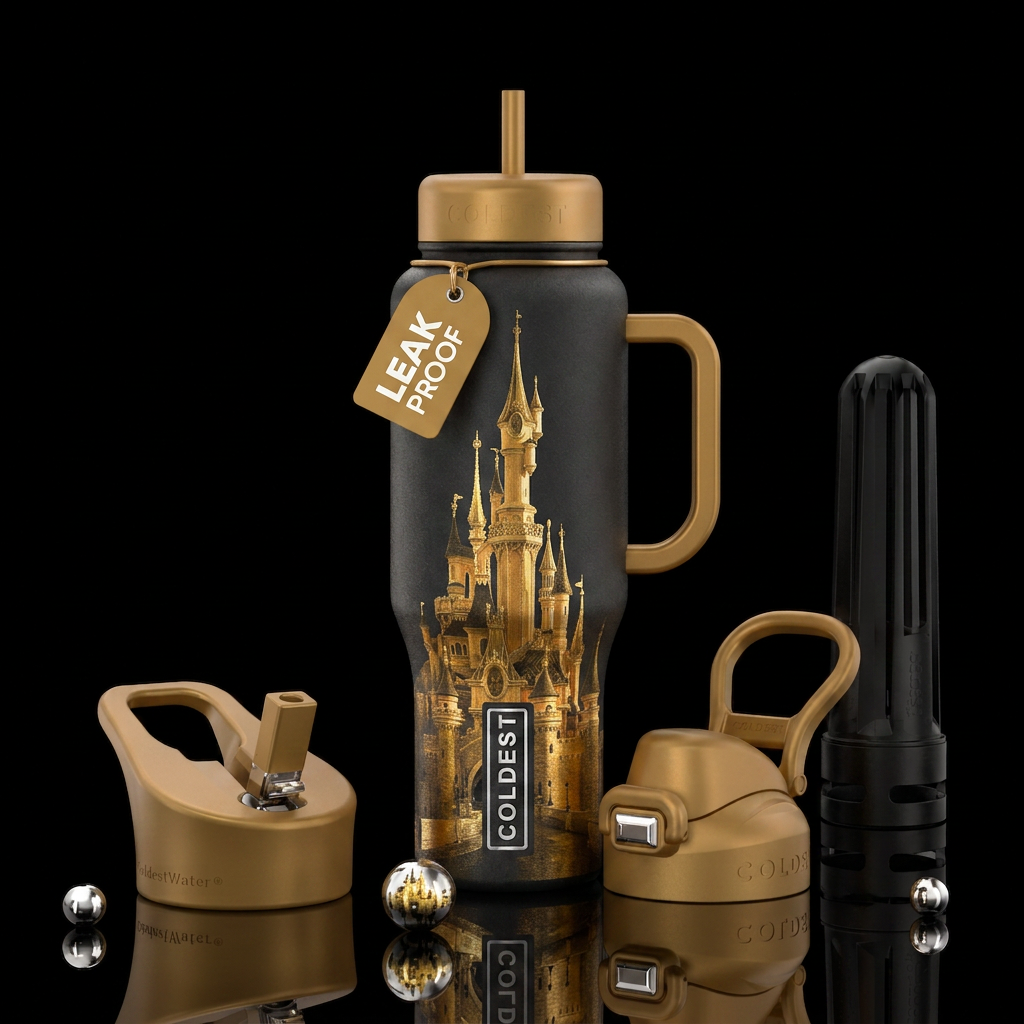 Golden castle water bottle design