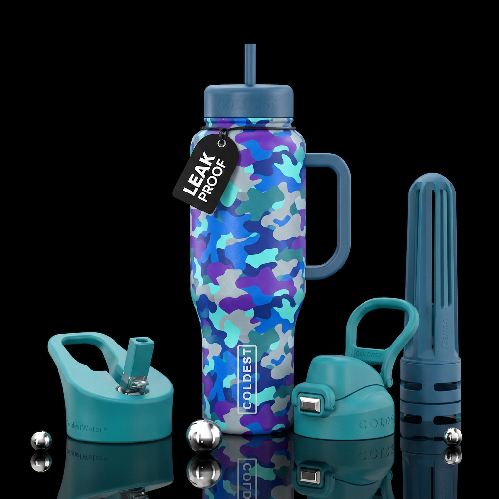 Winter camo water bottle design