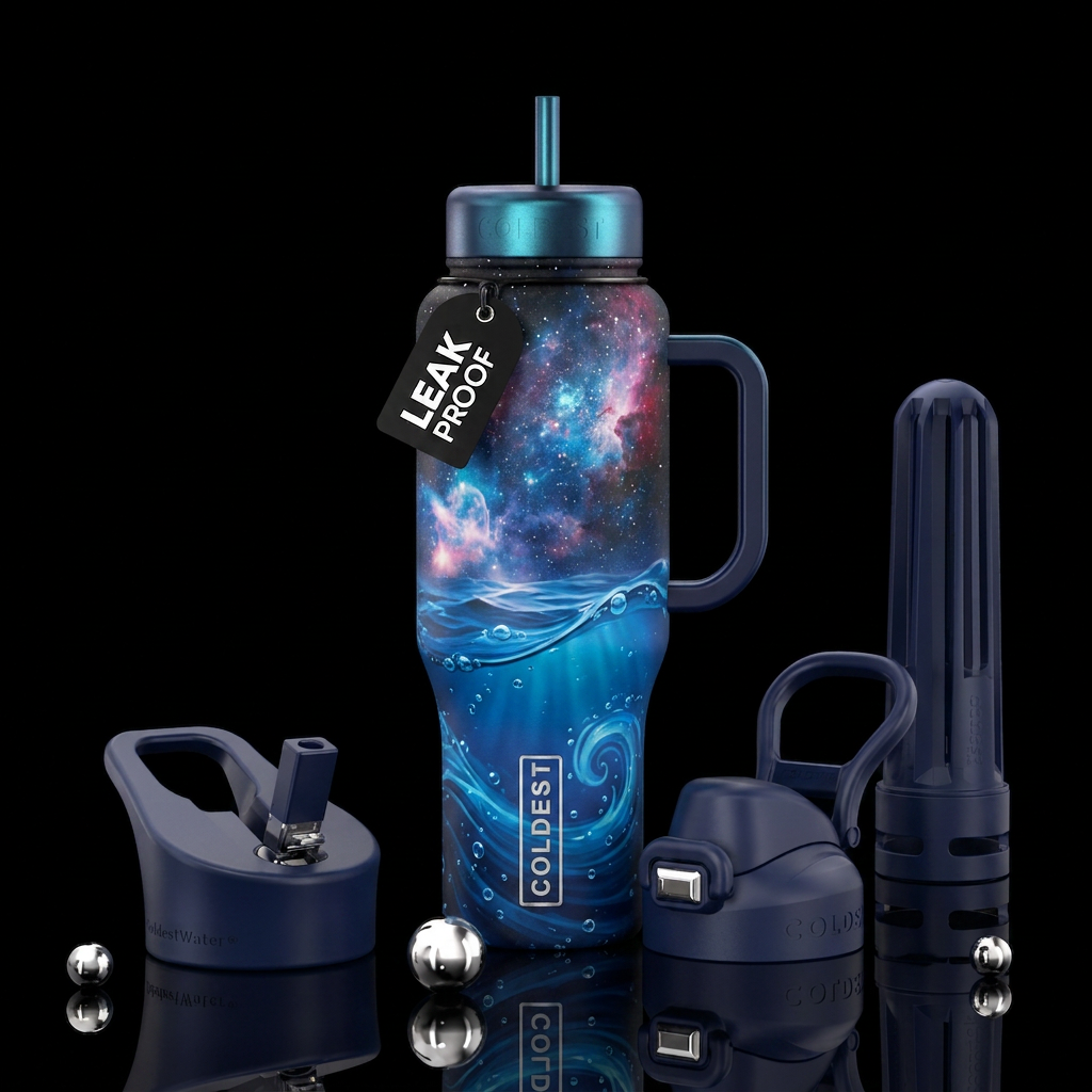 Space, ocean water bottle design