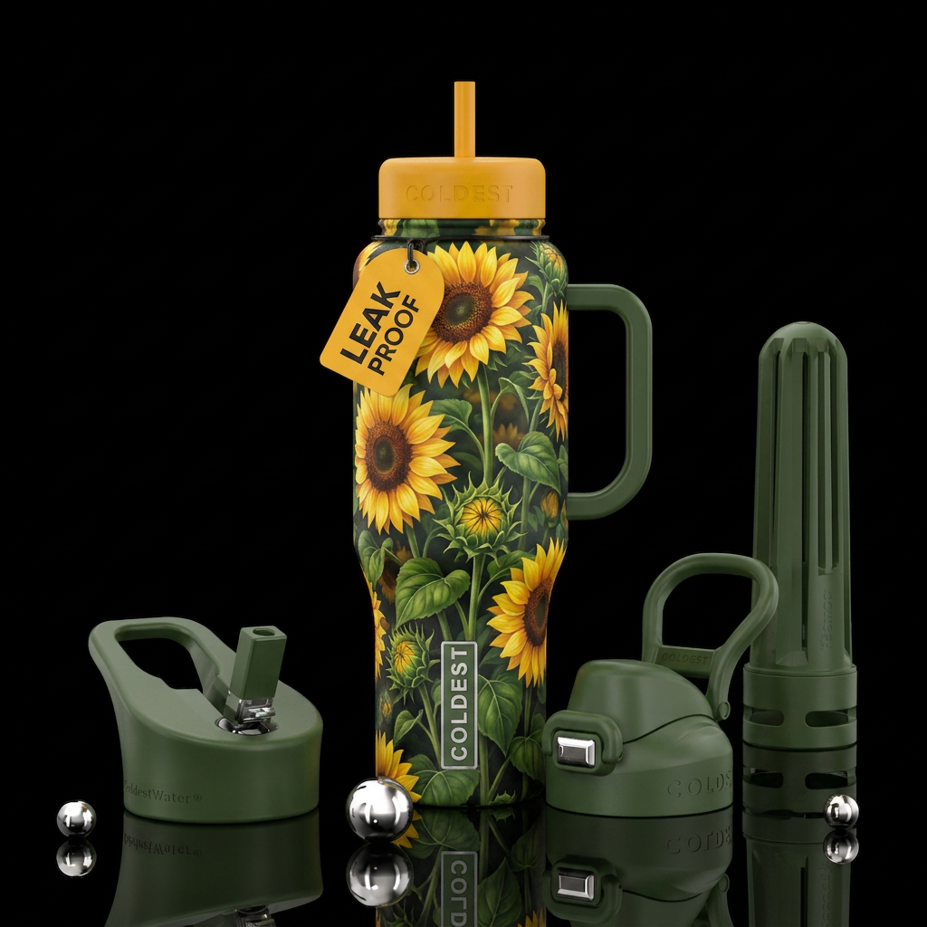 Sunflower garden water bottle design