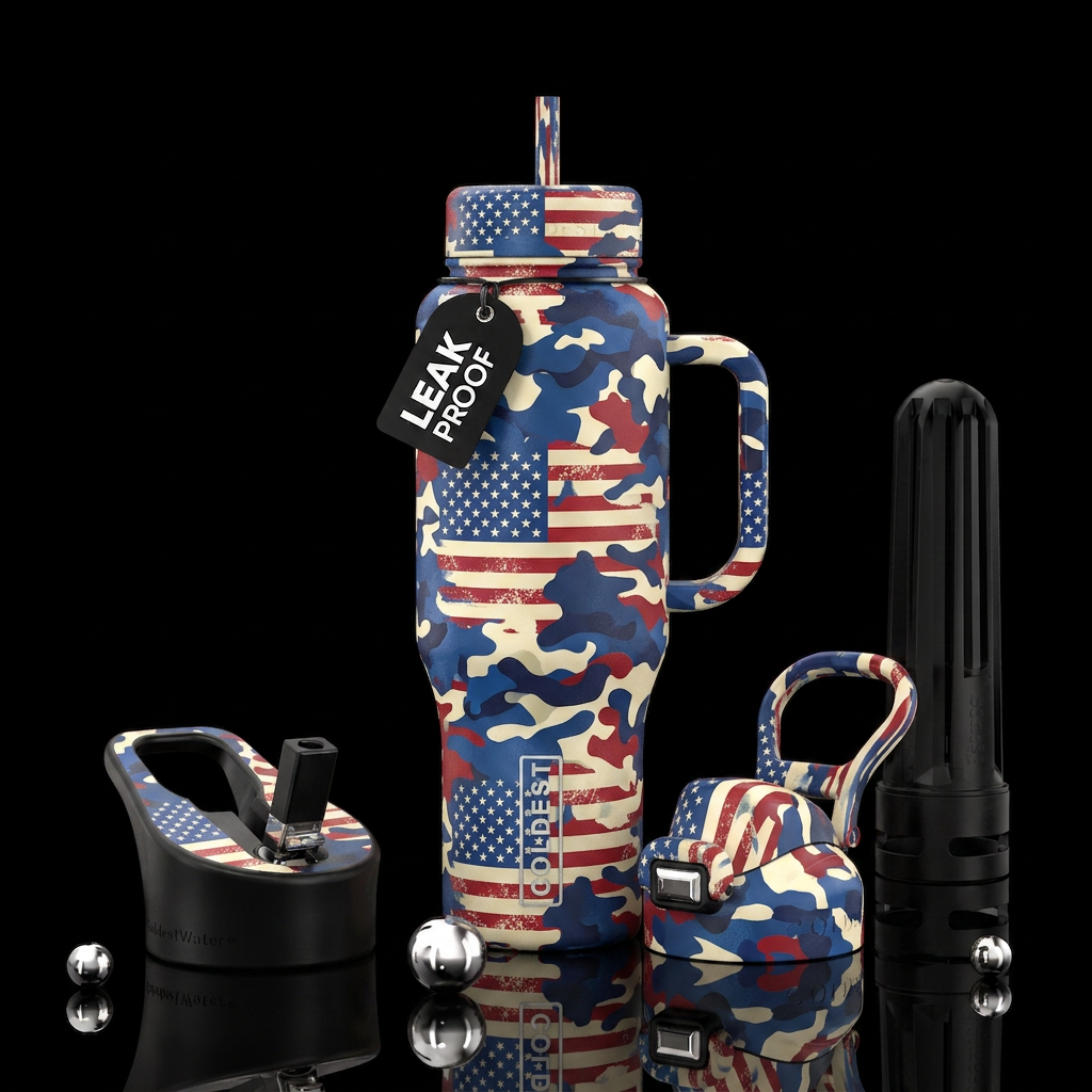 Camo, america water bottle design