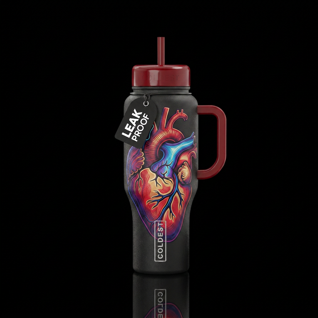 Anatomical heart water bottle design