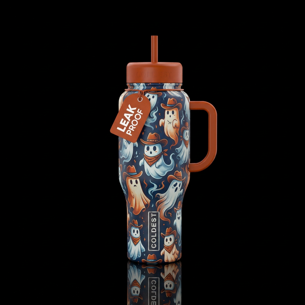 Cowboy ghosts water bottle design