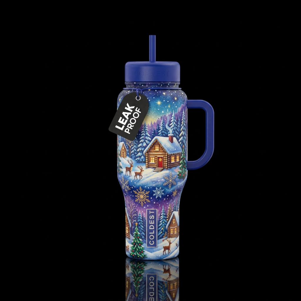 Winter wonderland water bottle design