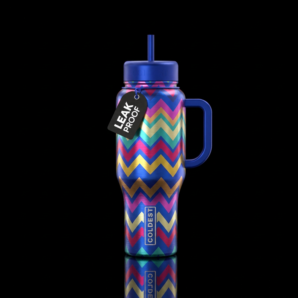 Metallic, chevrons water bottle design