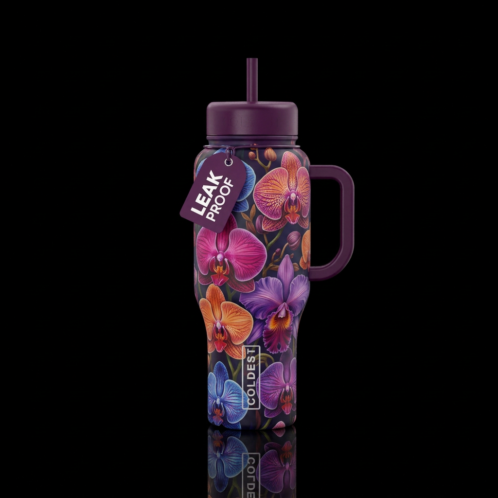 Orchids water bottle design