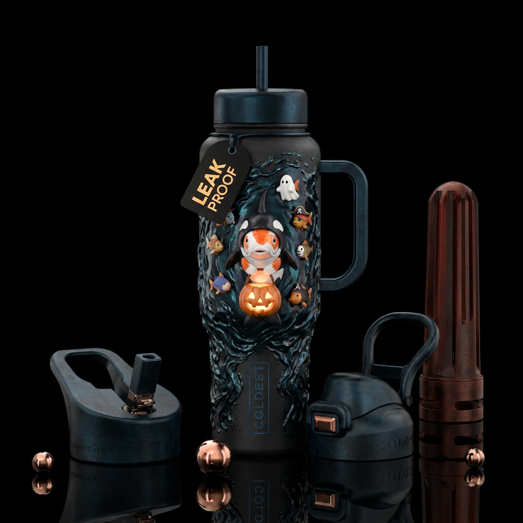Trick or treat 2 glowie water bottle design