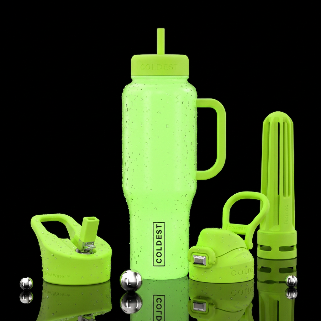 A sweaty glow in th dark bottle water bottle design