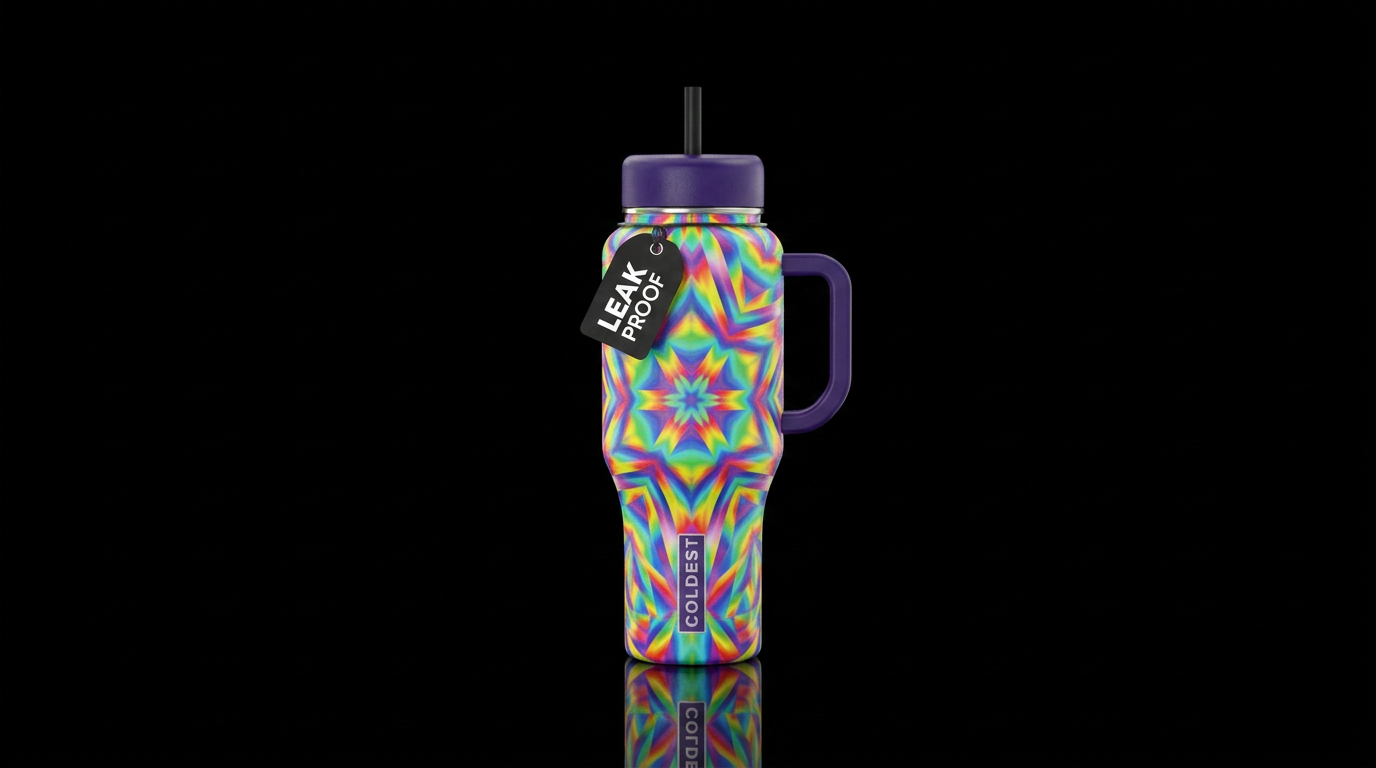 Rainbow Kaleidoscope water bottle design