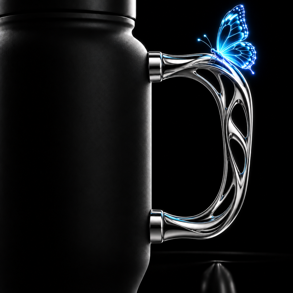 Chrome Butterfly water bottle design