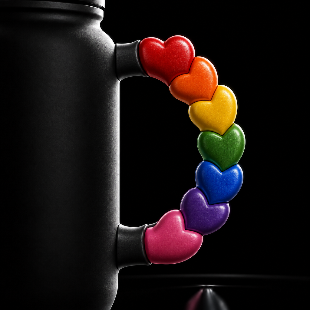 Rainbow Hearts water bottle design