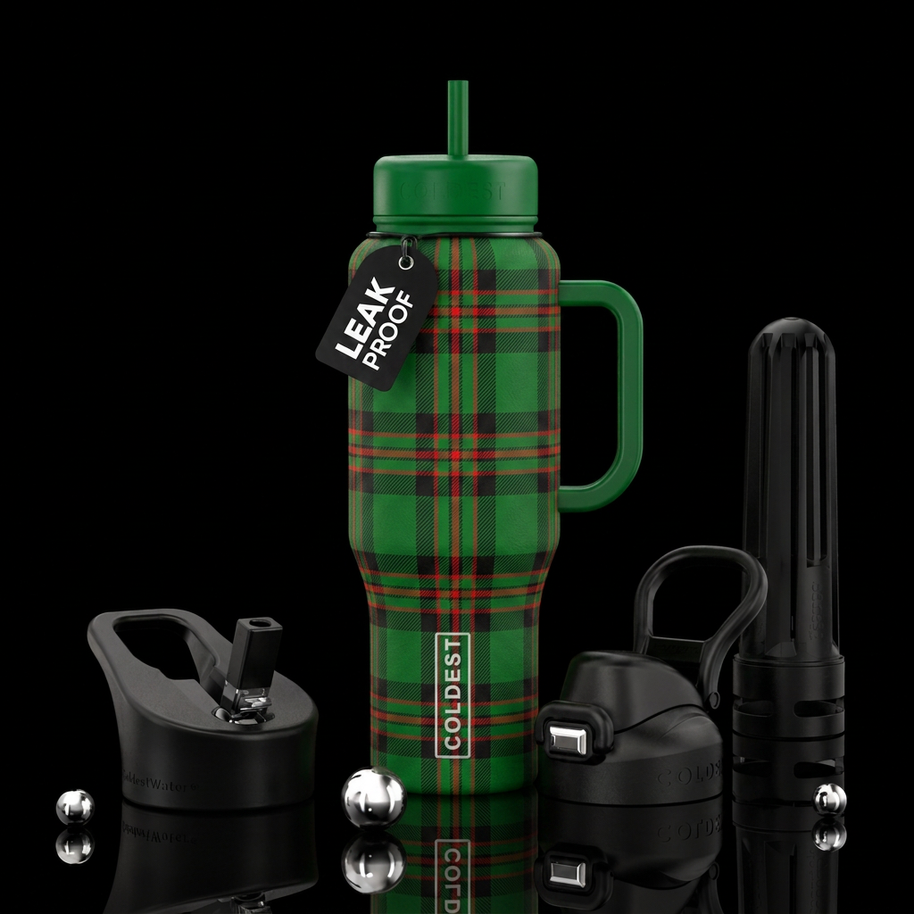Tartan water bottle design