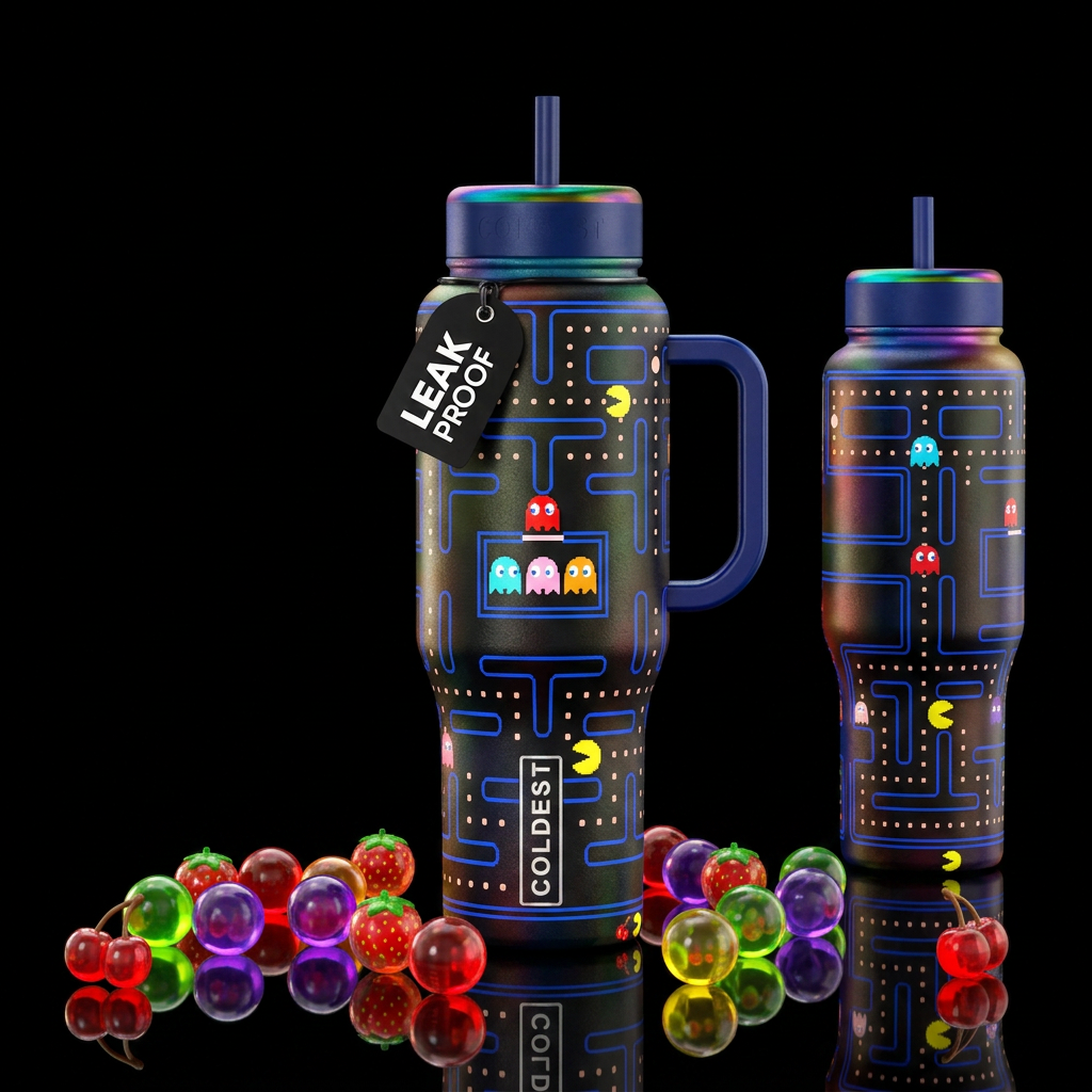 Pac Man water bottle design