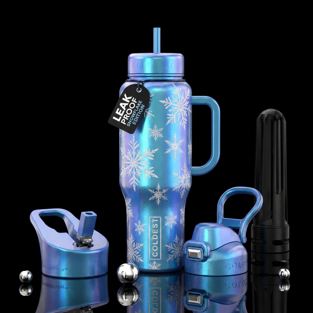 Snowflakes water bottle design