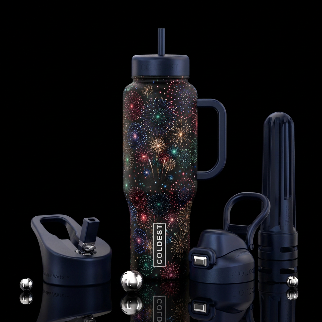 Glowie Fireworks water bottle design