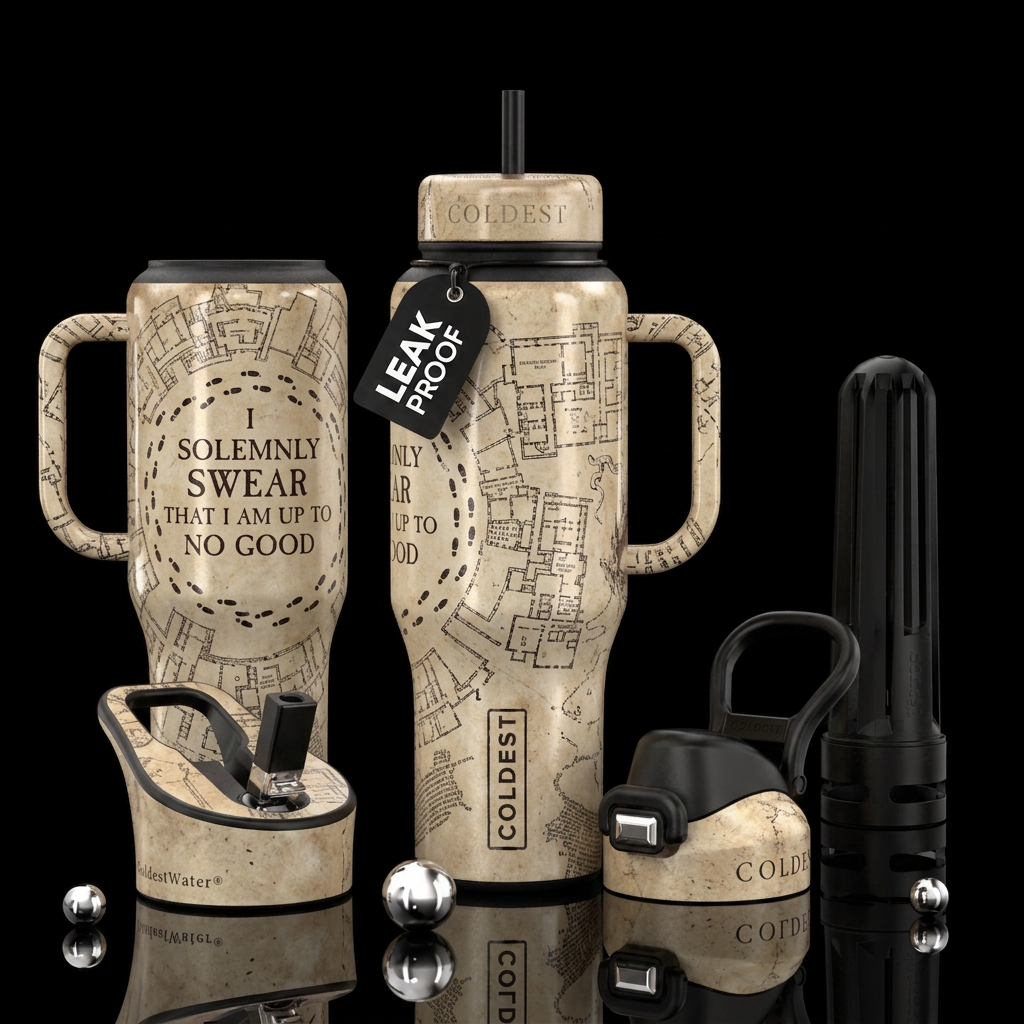 Marauders map water bottle design