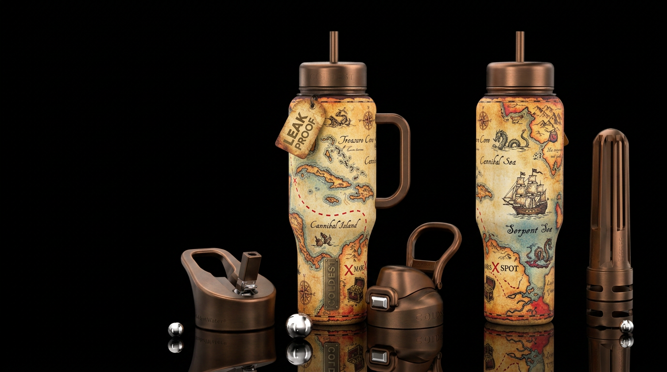 Treasure Map water bottle design