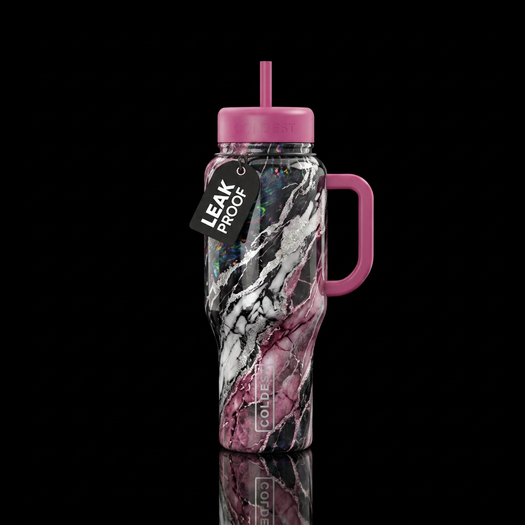 Pink Marble water bottle design