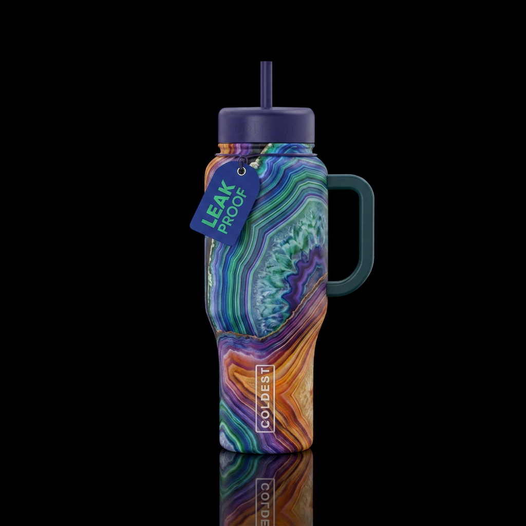 Iris Agate water bottle design