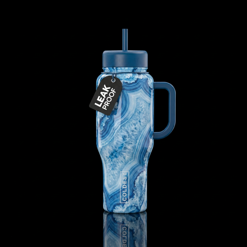 Blue Lace Agate water bottle design